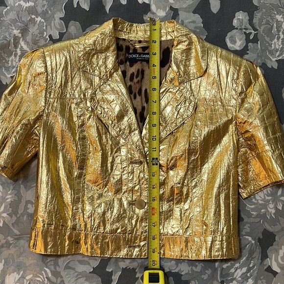 Rare Dolce & Gabbana Gold Leather Jacket Size 46 - Picture 11 of 14